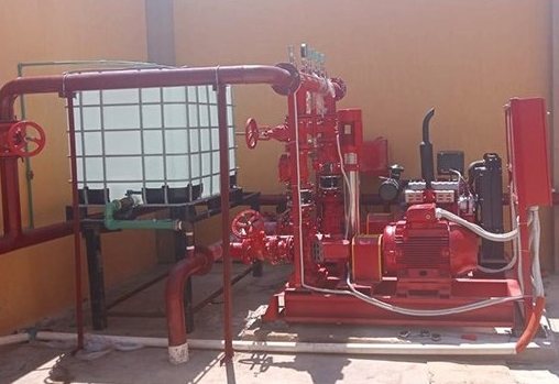 Diesel fire pump set with piping